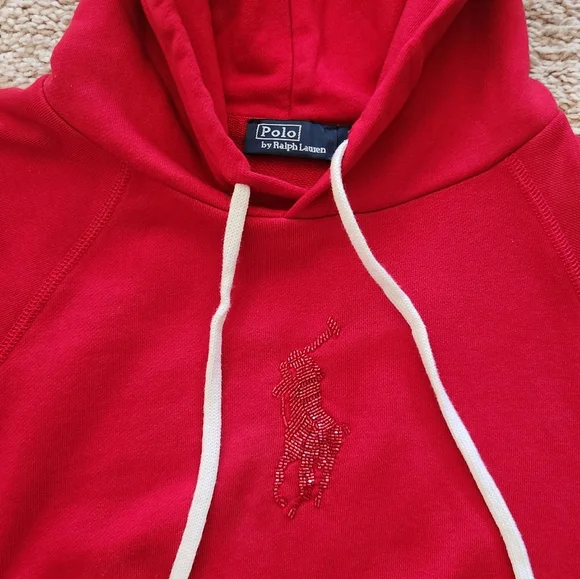 Women's Polo by Ralph Lauren Vibrant Red Hoodie Size Medium - Picture 3 of 8